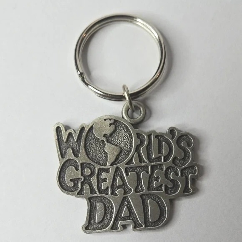 Camco World's Greatest Dad Keychain Accessory, Silvertone Key Ring